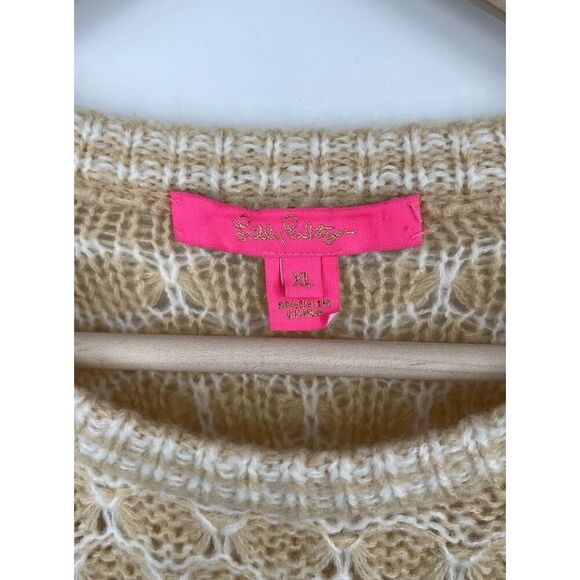 Lilly Pulitzer Corabelle Sweater Sand Bar Honeycomb Tan Beige Size XL - Picture 2 of 4